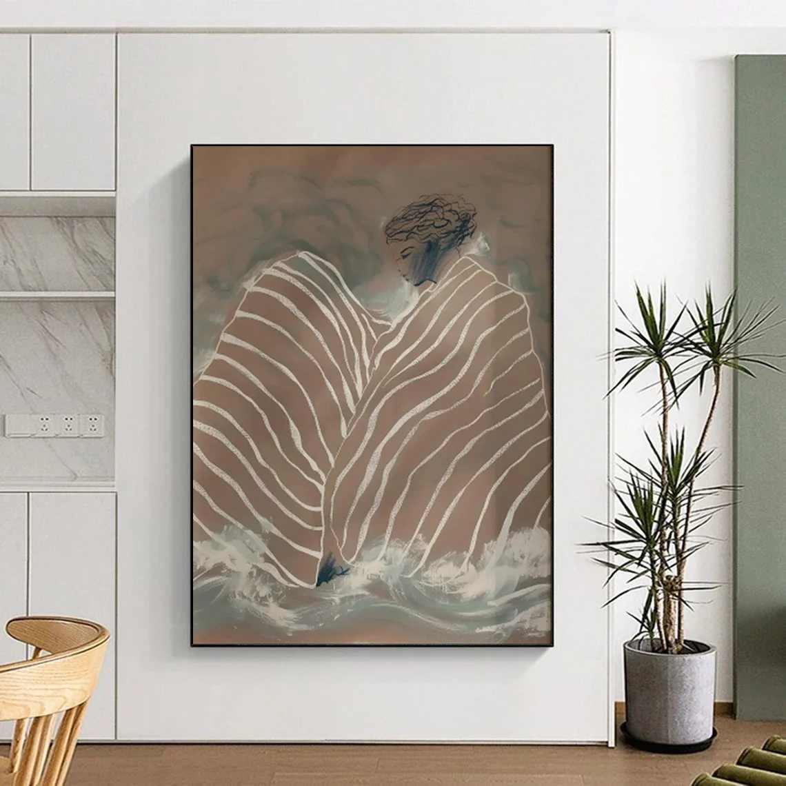 Waves Hand-Painted Serene extra large wall sculpture decor